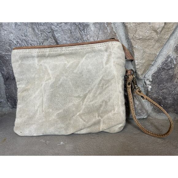 Myra Bag Cowhide Clutch Purse Wristlet Leather Boho Western Festival Cowgirl Fur - Picture 4 of 12